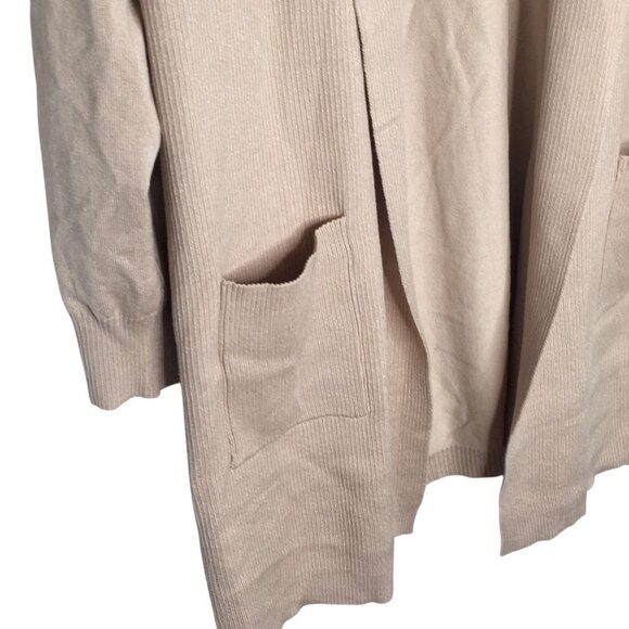 Select + Trend Sweater Womens 1X Light Oatmeal Open Front Cardigan Pockets Knit - Picture 16 of 16
